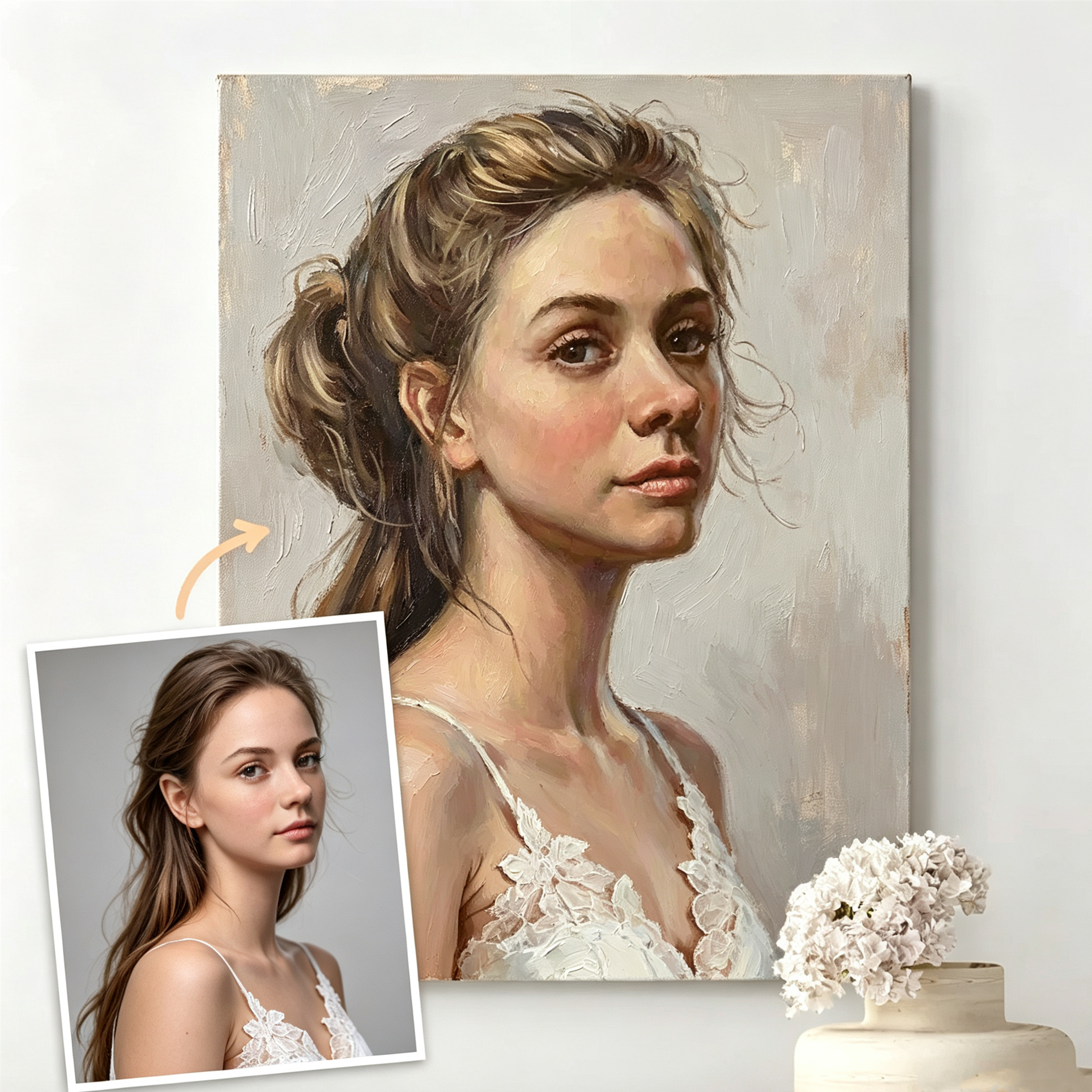 Custom Single Portrait Oil Painting from Photo | Handmade Canvas Art, Gift for Him or Her