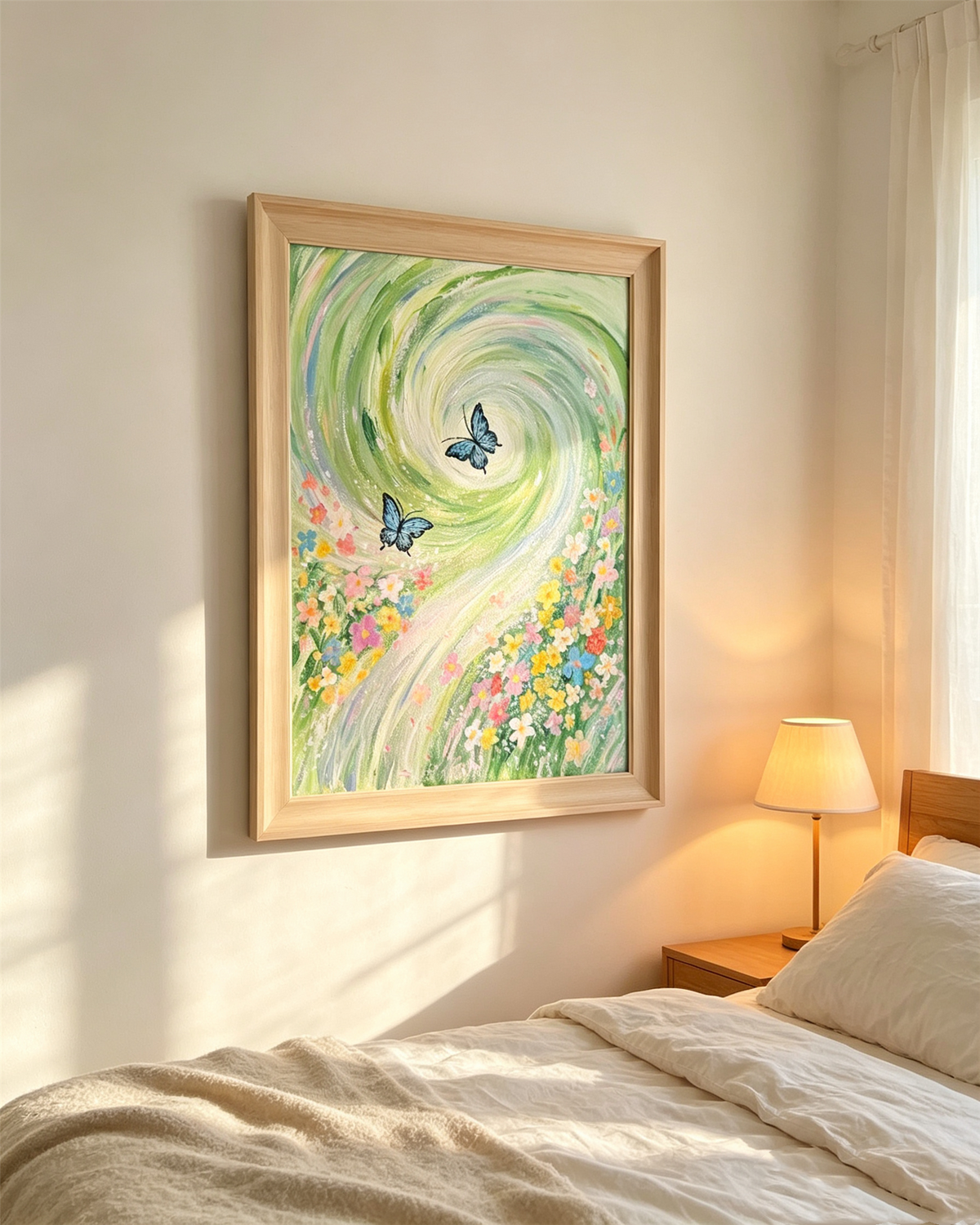 Spiraling Spring Meadow — Hand‑Painted Oil Painting Artwork