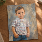 Custom child portrait oil painting from photo, handmade family keepsake artwork on canvas