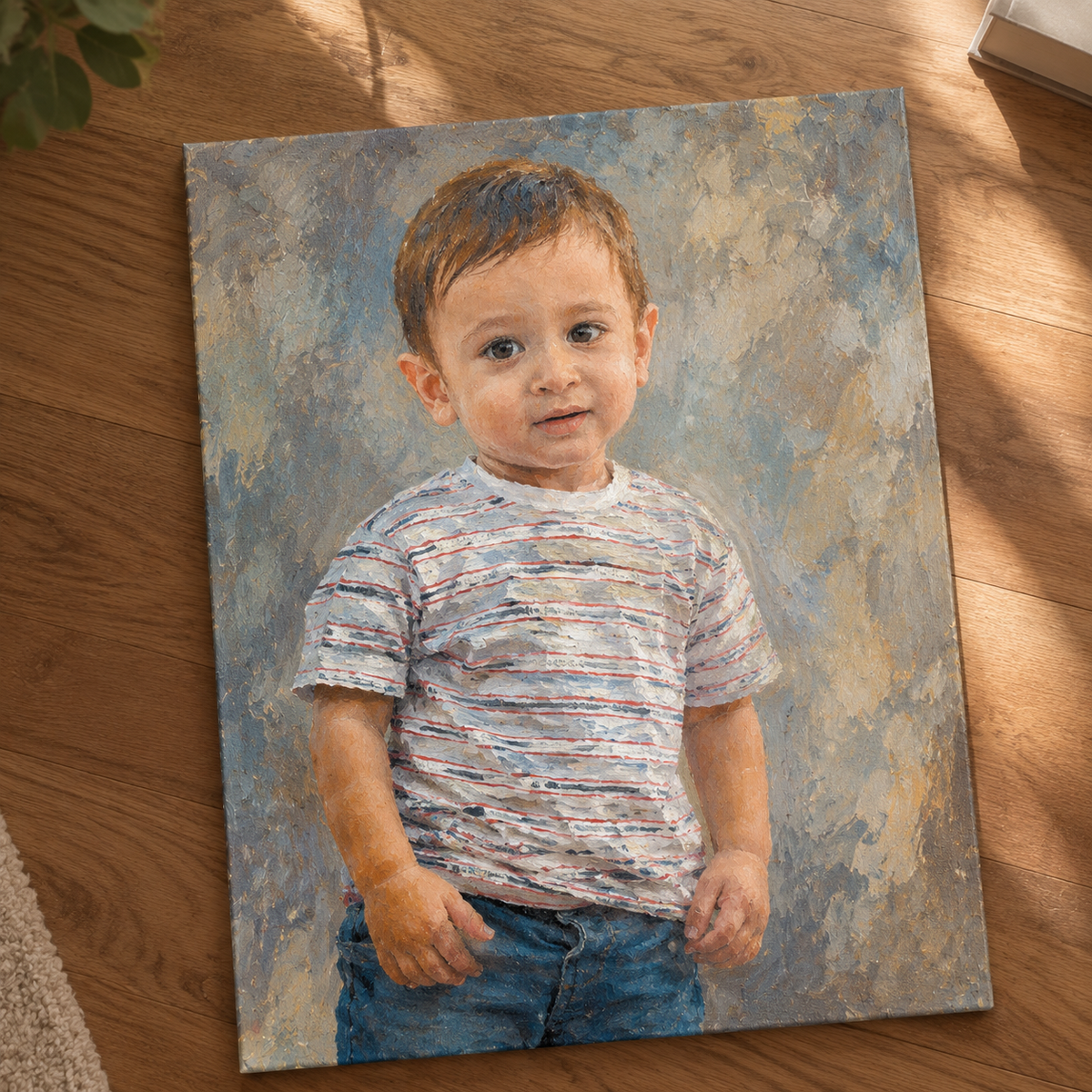 Custom child portrait oil painting from photo, handmade family keepsake artwork on canvas