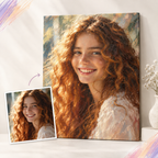 Hand-painted female portrait oil painting created from a photo, personalized canvas artwork gift
