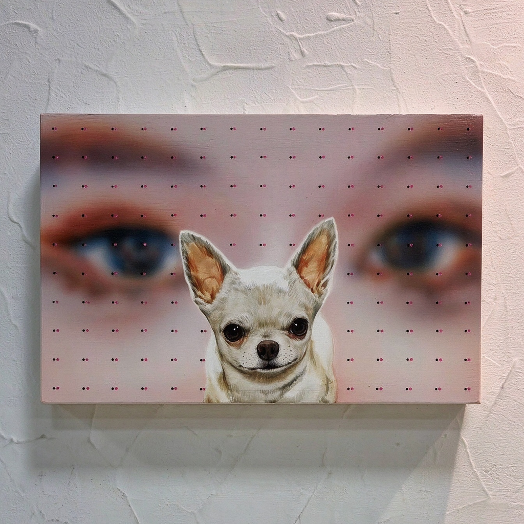 Finished custom story portrait oil painting displayed on a wall as personalized home artwork